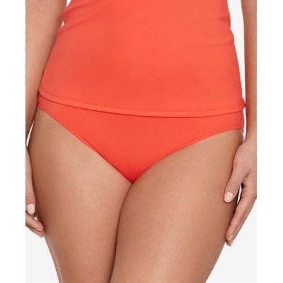 Lauren Ralph Lauren Solid Hipster Swim Bottoms Sunset, Nylon/Spandex, Size 8 - Picture 1 of 11